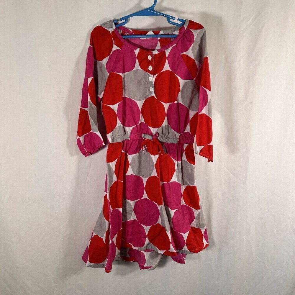 Crazy 8 Dress Girls 8 Red Purple Circle Crew Neck Long Sleeve 100% Cotton